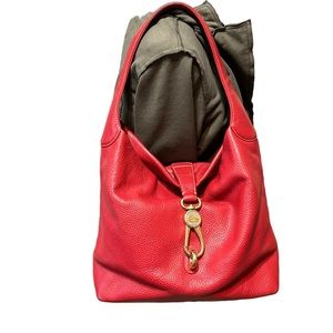 Dooney and Burke Red Pebbled Leather Hobo Shoulder Bag